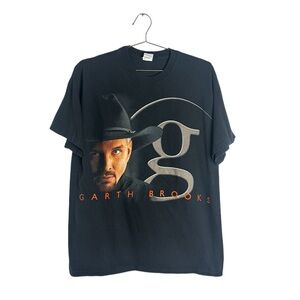 Vintage Garth Brooks Big Face Logo Rock Metal Band Black Men’s T-shirt Size XL